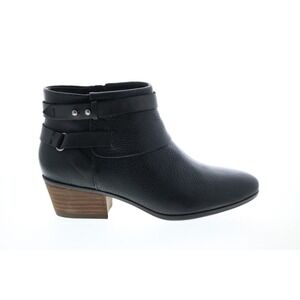 Clarks Spye Black Comet Leather Ankle Boots Studded Strap Booties 8.5 M